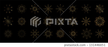 Merry Christmas. Golden exquisite isolated snowflakes Merry Christmas. Golden exquisite isolated snowflakes 131446851