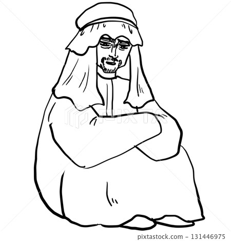 坐著的石油大亨的線條畫 131446975