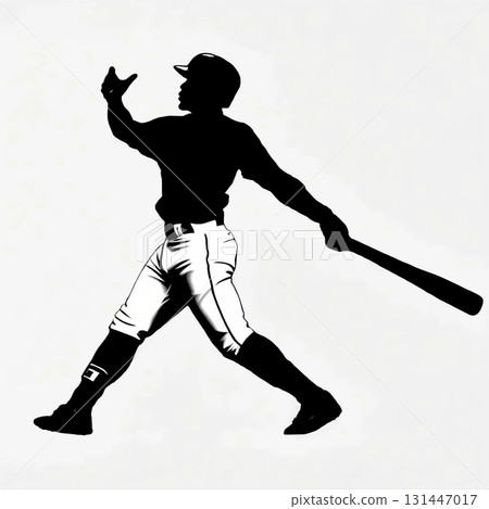 棒球運動員擊出本壘打的輪廓向量插圖 131447017
