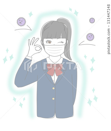 戴著口罩的女學生 131447148
