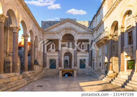 Diocletian's Palace peristyle in Split, Croatia showcasing ancient architecture 131447199