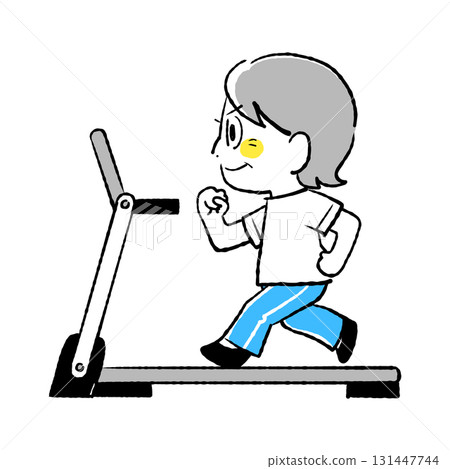 一個人在跑步機上行走的插圖 131447744