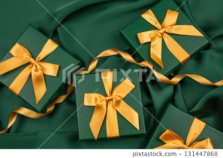 Green gift boxes Green gift boxes 131447868