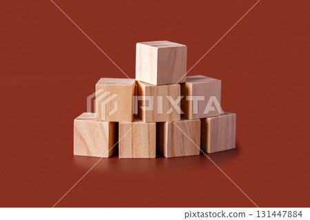 Wooden cubes pyramid 131447884