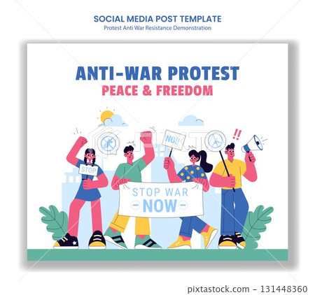 Hand Drawn Cartoon Protest Anti-War Resistance Demonstration Social Media Post Template Background Hand Drawn Cartoon Protest Anti-War Resistance Demonstration Social Media Post Template Background 131448360