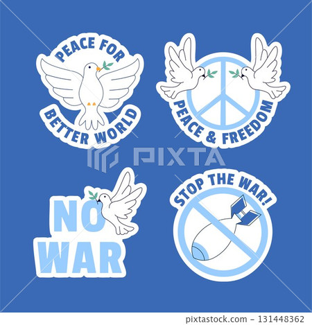Anti-War Protest Resistance Demonstration Hand Drawn Cartoon Background Label Illustration Template 131448362