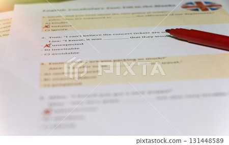 English vocabulary test in classroom 131448589