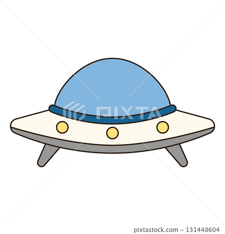 UFO cute icon symbol illustration outline decorative sticker flying saucer drawing graphic cartoon kawaii style clean alien space ship doodle 131448604