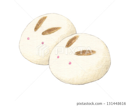 兔子饅頭水彩鉛筆插畫 兔子饅頭水彩鉛筆插畫 131448616