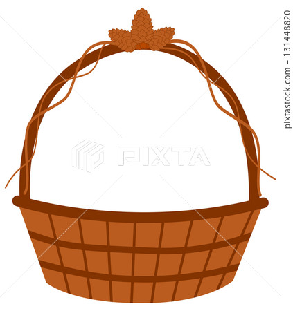 Empty Wicker Harvest Basket Clipart with Pine Cones Empty Wicker Harvest Basket Clipart with Pine Cones 131448820