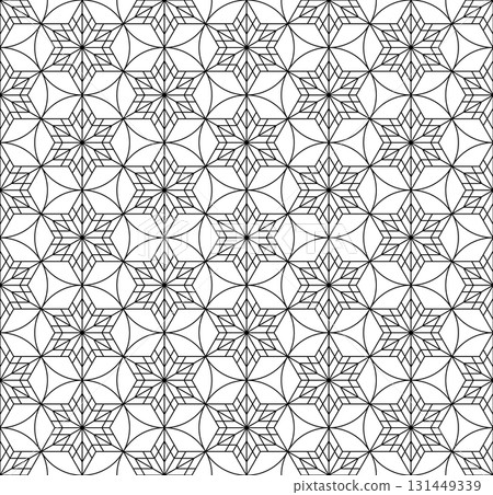 Seamless traditional Japanese ornament Kumiko.Black color lines. 131449339