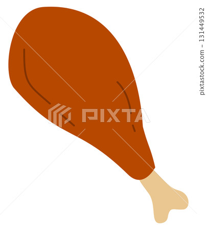 Cartoon Roasted Turkey or Chicken Leg Cartoon Roasted Turkey or Chicken Leg 131449532