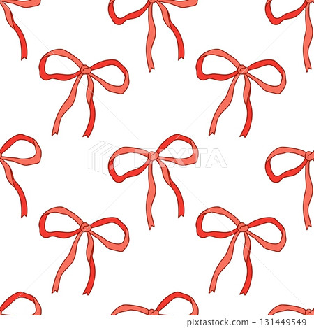 Hand Drawn Red Bows Seamless Pattern Hand Drawn Red Bows Seamless Pattern 131449549