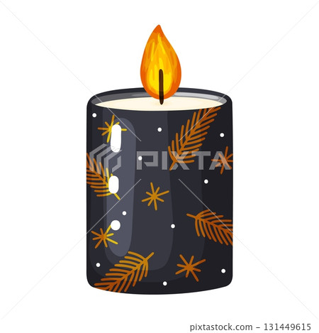 Christmas Candle with Golden Pine and Star Pattern Christmas Candle with Golden Pine and Star Pattern 131449615