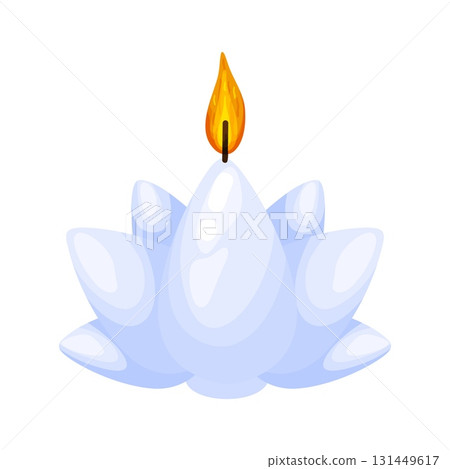 Lotus Flower Candle with Glowing Flame Illustration Lotus Flower Candle with Glowing Flame Illustration 131449617