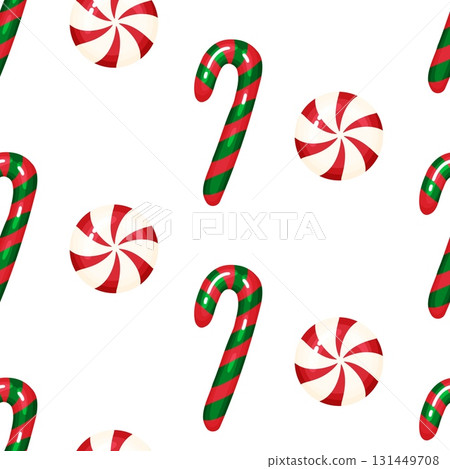 Candy Canes and Lollipops Seamless Pattern Candy Canes and Lollipops Seamless Pattern 131449708