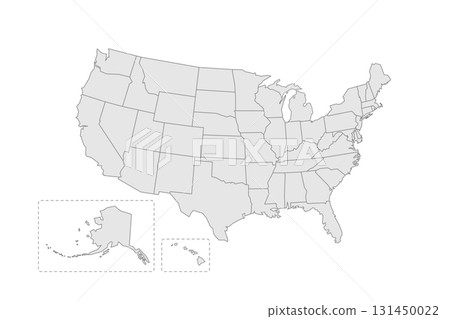 United States of America political map of administrative divisions - states and federal district Washington, D.C. Grey blank vector editable map EPS. United States of America political map of administrative divisions - states and federal district Washington, D.C. Grey blank vector editable map EPS. 131450022
