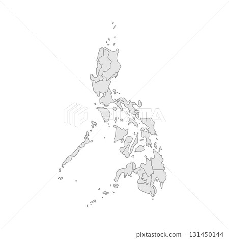 Philippines political map of administrative divisions - regions. Grey blank vector editable map EPS. 131450144