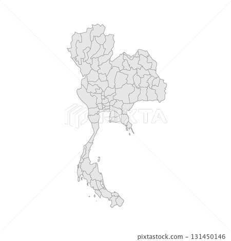 Thailand political map of administrative divisions - provinces. Grey blank vector editable map EPS. Thailand political map of administrative divisions - provinces. Grey blank vector editable map EPS. 131450146