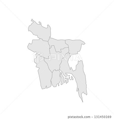 Bangladesh political map of administrative divisions - divisions. Grey blank vector editable map EPS. 131450169