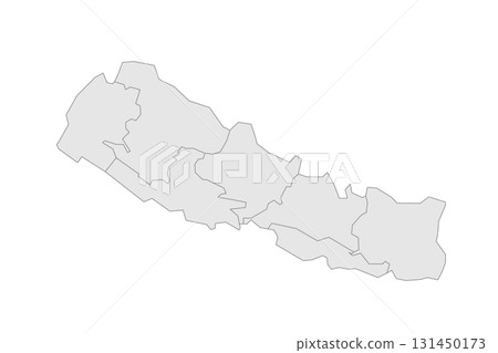Nepal political map of administrative divisions - provinces. Grey blank vector editable map EPS. Nepal political map of administrative divisions - provinces. Grey blank vector editable map EPS. 131450173
