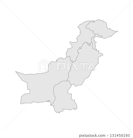 Pakistan political map of administrative divisions - provinces and autonomous territories. Grey blank vector editable map EPS. Pakistan political map of administrative divisions - provinces and autonomous territories. Grey blank vector editable map EPS. 131450193