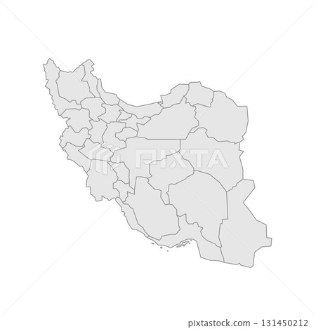 Iran political map of administrative divisions - provinces. Grey blank vector editable map EPS. Iran political map of administrative divisions - provinces. Grey blank vector editable map EPS. 131450212