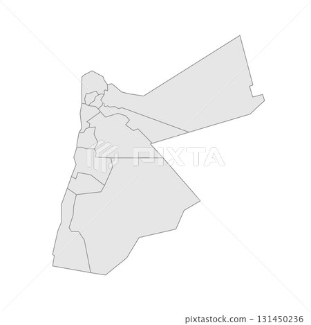 Jordan political map of administrative divisions - governorates. Grey blank vector editable map EPS. 131450236