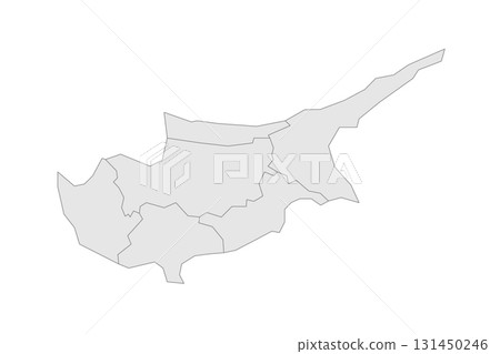 Cyprus political map of administrative divisions - districts. Grey blank vector editable map EPS. Cyprus political map of administrative divisions - districts. Grey blank vector editable map EPS. 131450246