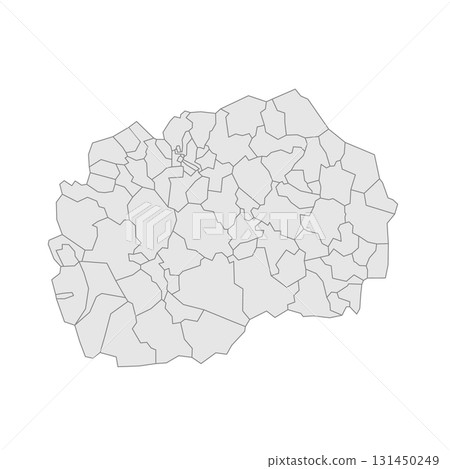 North Macedonia political map of administrative divisions - municipalities. Grey blank vector editable map EPS. North Macedonia political map of administrative divisions - municipalities. Grey blank vector editable map EPS. 131450249