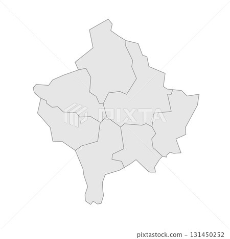 Kosovo political map of administrative divisions - districts. Grey blank vector editable map EPS. Kosovo political map of administrative divisions - districts. Grey blank vector editable map EPS. 131450252