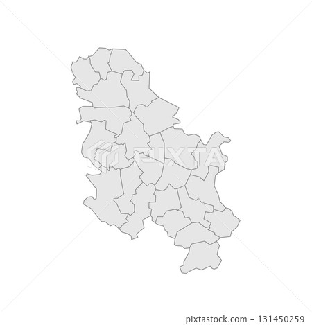 Serbia political map of administrative divisions - okrugs and autonomous city of Belgrade. Grey blank vector editable map EPS. Serbia political map of administrative divisions - okrugs and autonomous city of Belgrade. Grey blank vector editable map EPS. 131450259