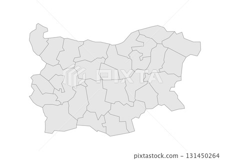 Bulgaria political map of administrative divisions - provinces and regions. Grey blank vector editable map EPS. 131450264