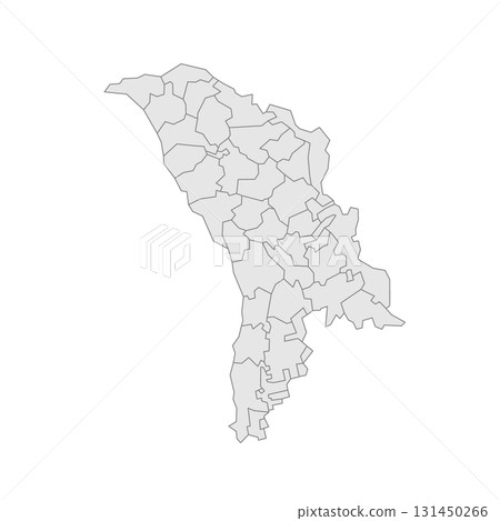 Moldova political map of administrative divisions - districts, municipalities and two autonomous territorial units - Gaugazia and Left Bank of the Dniester. Grey blank vector editable map EPS. 131450266