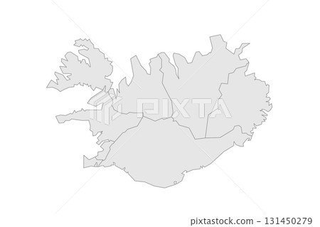 Iceland political map of administrative divisions - regions. Grey blank vector editable map EPS. Iceland political map of administrative divisions - regions. Grey blank vector editable map EPS. 131450279