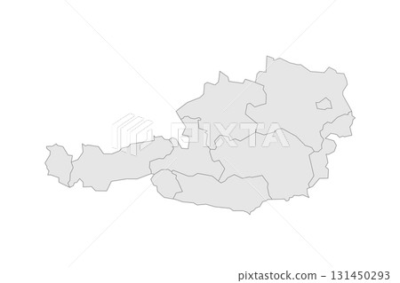 Austria political map of administrative divisions - federal states. Grey blank vector editable map EPS. Austria political map of administrative divisions - federal states. Grey blank vector editable map EPS. 131450293