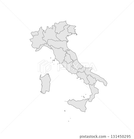 Italy political map of administrative divisions - regions. Grey blank vector editable map EPS. Italy political map of administrative divisions - regions. Grey blank vector editable map EPS. 131450295