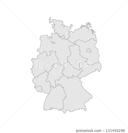 Germany political map of administrative divisions - federal states. Grey blank vector editable map EPS. 131450296