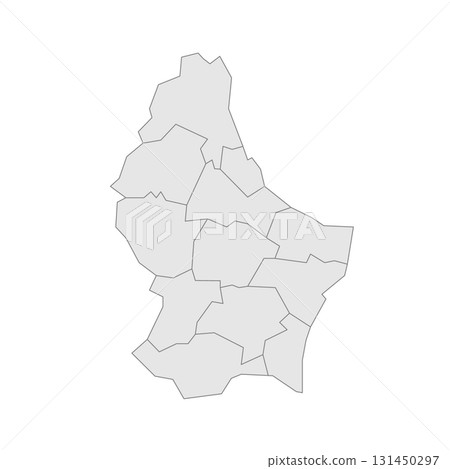 Luxembourg political map of administrative divisions - cantons. Grey blank vector editable map EPS. 131450297