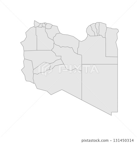 Libya political map of administrative divisions - districts. Grey blank vector editable map EPS. 131450314