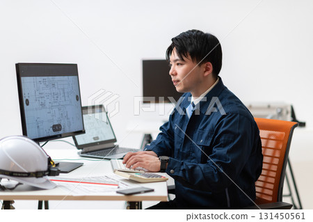Construction management desk work Construction management desk work 131450561