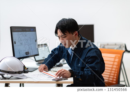 Construction management desk work 131450566