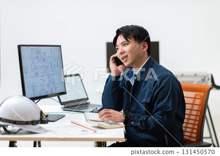 Construction management desk work Construction management desk work 131450570