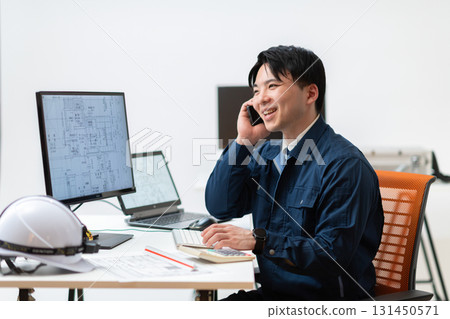 Construction management desk work Construction management desk work 131450571