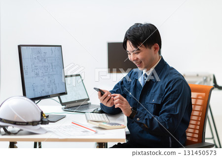 Construction management desk work Construction management desk work 131450573