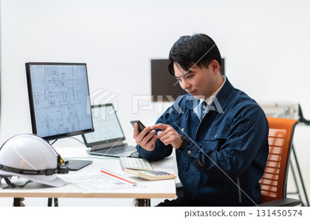 Construction management desk work Construction management desk work 131450574