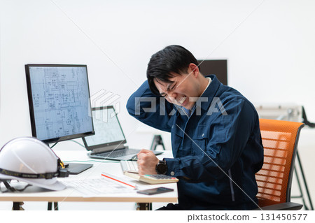 Construction management desk work Construction management desk work 131450577
