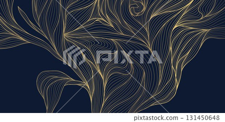 Abstract luxury vector background golden waves, flowing lines, fluid textures, Japanese and Chinese nature motifs. Elegant design, sea, river, modern wallpaper, poster, banner. Abstract luxury vector background golden waves, flowing lines, fluid textures, Japanese and Chinese nature motifs. Elegant design, sea, river, modern wallpaper, poster, banner. 131450648
