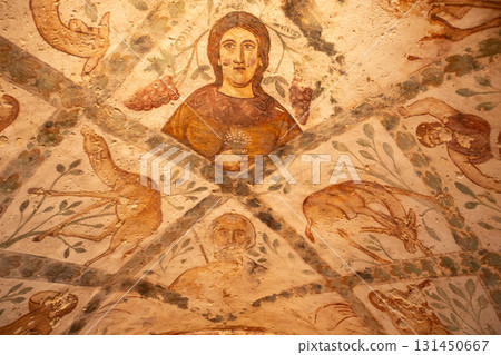 Qusayr Amra, Jordan frescoes of desert castle Qusayr Amra, Jordan frescoes of desert castle 131450667