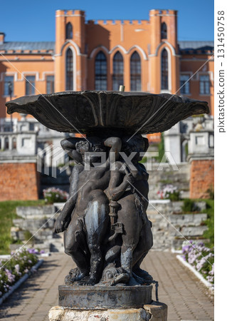 Historic Marfino estate, cultural heritage site with pond reflection, Moscow region, Russia 131450758